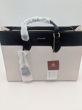 LOVEVOOK Colorblock Laptop Tote Bag & Wristlet NWT Pink Black Work Office Purse